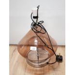 ORIGINAL VINTAGE GLASS AND METAL TABLE LAMP