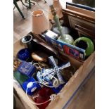 2 BOXES CONTAINING MISCELLANEOUS ORNAMENTS AND TABLE LAMPS ETC