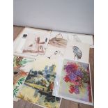 ARTISTS PORTFOLIO OF WATERCOLOURS SKETCHES ETC