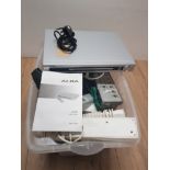 A BOX CONTAINING ALBA DVD PLAYER EXTENSION LEADS ETC