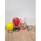 4 ASSORTED TABLE LAMPS INC MODERN MIRRORED BASED LAMP ETC