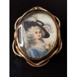 MINIATURE PORTRAIT OF A LADY PAINTED ONTO IVORY SIGNED DENNERY
