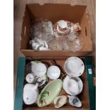 2 BOXES OF ASSORTED WARE INC GLASS WARE CARLTON WARE ETC