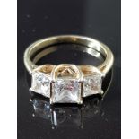 SILVER AND CZ 3 STONE RING 3.8G GROSS SIZE R1/2