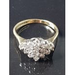 18CT YELLOW GOLD DIAMOND CLUSTER RING 2.4G SIZE J