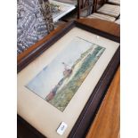 ANTIQUE WATERCOLOUR OF A BEACH SCENE IN THE NORTH EAST COAST SIGNED WITH INITIAL G R 1904