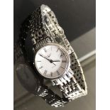 LADIES WHITE DIAL STAINLESS STEEL AUTOMATIC LONGINES WRIST WATCH - NO BOX OR PAPERS