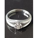 9CT WHITE GOLD DIAMOND SOLITAIRE RING 2.7G SIZE M