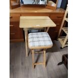 FOLDING WORK TABLE WITH FOLDING TARTAN STOOL