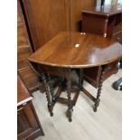 VINTAGE MAHOGANY GATE LEGGED TABLE WITH BARLEY TWIST LEGS