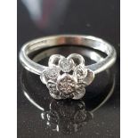 9CT WHITE GOLD DIAMOND CLUSTER RING 2.4G SIZE M