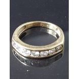 18CT YELLOW GOLD CHANNEL HALF LOOP DIAMOND BAND SIZE L WEIGHT 3.8G