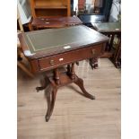 LEATHER INLAID MAHOGANY SINGLE DRAWER WORK TABLE