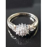 9CT YELLOW GOLD CLUSTER RING WITH DIAMOND TWIST SHOULDERS SIZE N