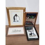 4 FRAMED ITEMS INCLUDING 2 PUB MIRRORS PEPSI COLA AND SCOTCH WHISKY PLUS 2 ANIMAL PRINTS