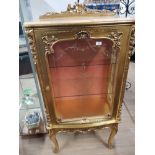 GILDED ROCOCO STYLE DISPLAY CABINET IN THE FRENCH TASTE WITH MARBLE TOP