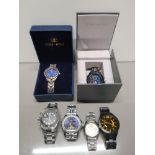 A BOX CONTAINING 6 ASSORTED WATCHES INC SEIKO GLOBENFELD ETC