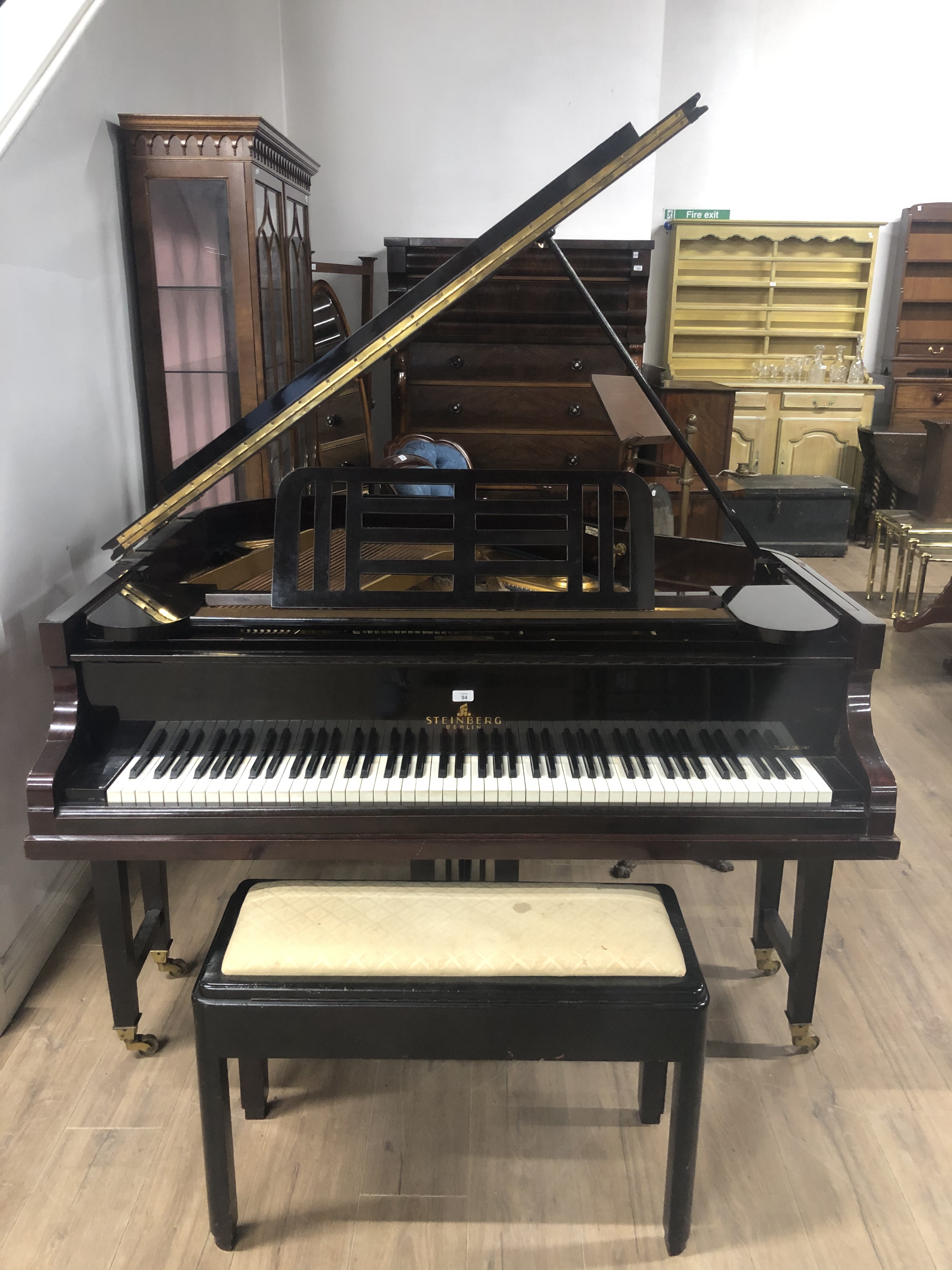 STEINBERG OF BERLIN BABY GRAND PIANO SEVEN OCTAVES RETAILED THROUGH HARRODS OF LONDON CIRCA 1930 - Image 2 of 4