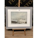 EDWARD DOWDEN 1950- FRAMED WATERCOLOUR WINTER AT CASTLE HILL FARM, WYLAM SIGHED AND DATED 1976