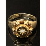 GENTS 9CT YELLOW GOLD RING SET WITH DIAMOND CHIP SIZE V 6.4g