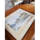 FRAMED WATERCOLOUR OF A RIVER SCENE SIGNED A W T 1924