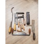 A LOT OF ASSORTED TOOLS INC CHISELS ETC