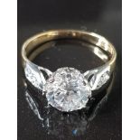 9CT GOLD AND CZ SOLITAIRE RING 2G SIZE L