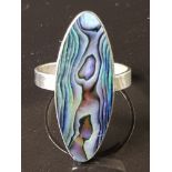 SILVER AND PAUA SHELL RING 3.8G SIZE O