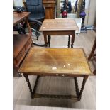 LAMP TABLE WITH BARLEY TWIST LEGS TOGETHER WITH MATCHING OCCASIONAL TABLE