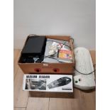 A BOX CONTAINING DVD PLAYERS VACUUM CLEANERS ETC