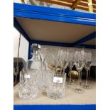 A LOT OF ASSORTED GLASS INC DECANTER ETC