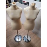 2 DRESS MAKERS DUMMIES ON PEDESTAL STANDS