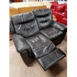 BROWN LEATHER 2 SEATER RECLINING SOFA