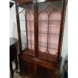REPRODUCTION REGENCY DISPLAY CABINET WITH DOUBLE CUPBOARDS AND DOUBLE GLAZED DOORS IN SUPERB
