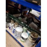 A SET OF STEP LADDERS TOGETHER WITH 20 ASSORTED TINS OF PAINT