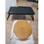 PINE TOILET SEAT TOGETHER WITH BED TABLE