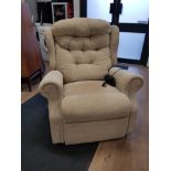 ELECTRIC RECLINING ARM CHAIR IN A CREAM FABRIC