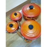 4 PIECES OF LE CREUSET 2 POTS 2 PANS