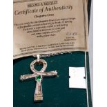22CT GOLD ON STERLING SILVER CLEOPATRA BROOKS AND BENTLEY ANKH ON CHAIN 12G BOXED WITH PAPERS