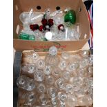 2 BOXES OF GLASSWARE MAINLY DRINKING GLASSES ALSO INCLUDES DECANTER AND STOPPER