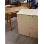 BEECH EFFECT COMPUTER CABINET AND DROP LEAF KITCHEN TABLE