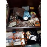 BOX CONTAINING COSTUME JEWELLERY BANGLES AND DIE CAST LIFE BOAT ETC