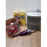 2 PORTABLE HAND HELD VACS PLUS STEAM CLEANING ACCESSORY PACK AND TEXET SHREDDER
