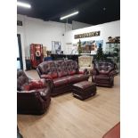 A 4 PIECE THOMAS LLOYD OXBLOOD LEATHER SUITE