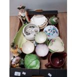 A BOX CONTAINING A BESWICK CHARACTER JUG MALING SUNDAE DISHES ETC