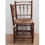 OAK FRAMED RUSH SEATED CORNER CHAIR