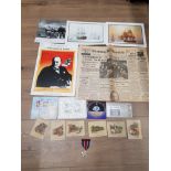 VARIOUS EPHEMERA INC NEWSPAPER FROM 1989 AND CIGARETTE CARDS ETC