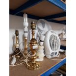 A LOT INC 3 BRASS LAMPS FANS ETC