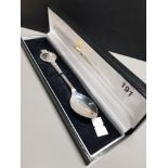 LONDON MINT OVER 1 OZ HALLMARKED SILVER SPOON QE 11 BOXED 80TH SOUVENIR SPOON