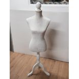 DRESS MAKERS DUMMY ON PEDESTAL STAND WITH TRIPOD FEET